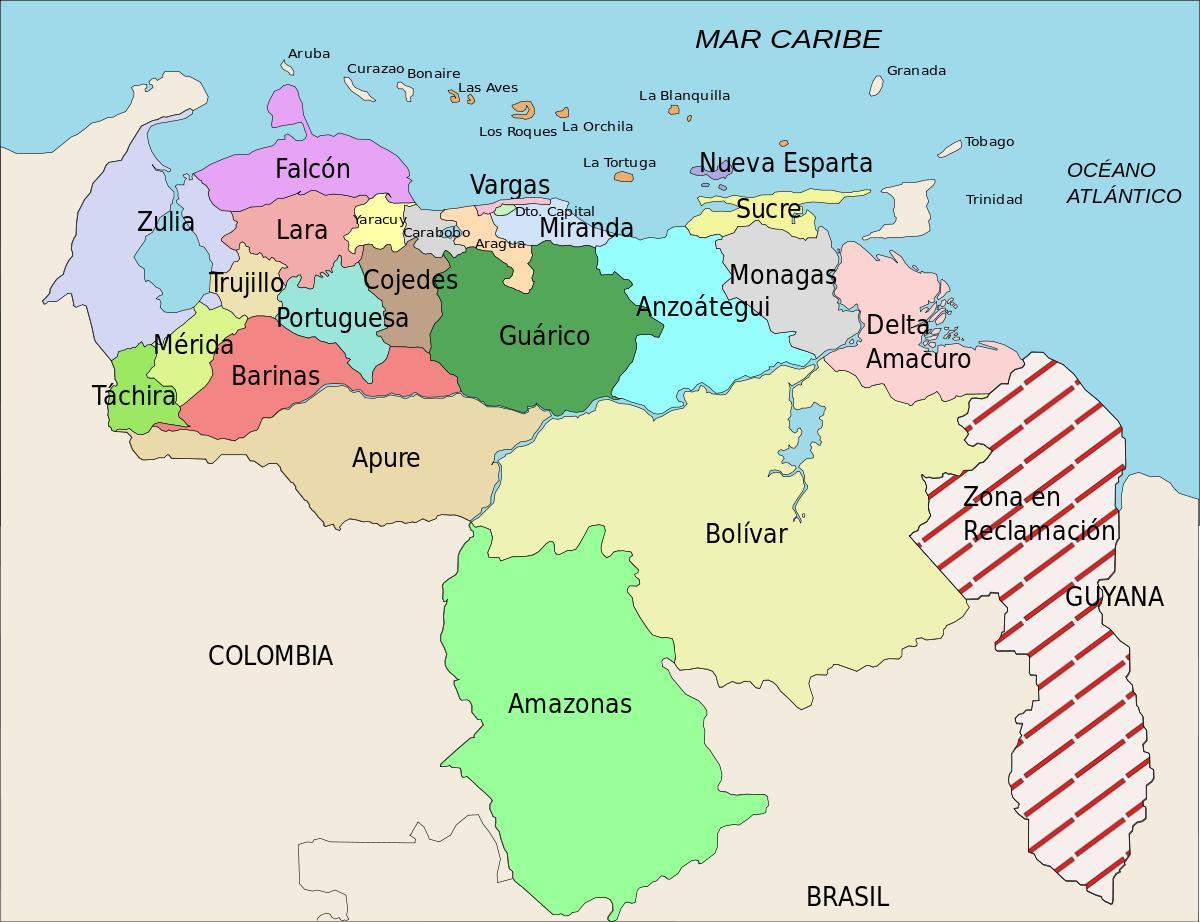harta e venezuela shtetet