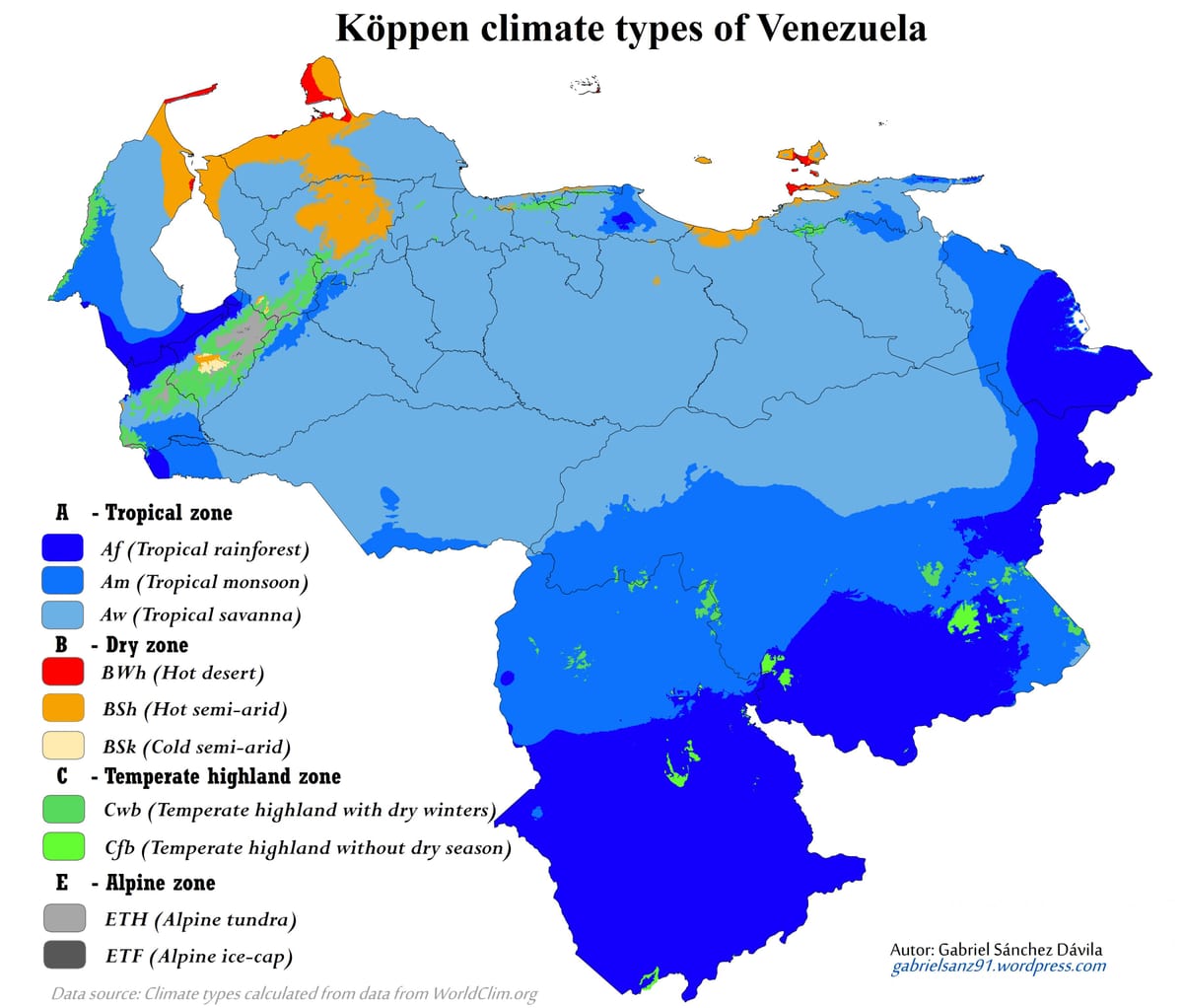 harta e klimës venezuela