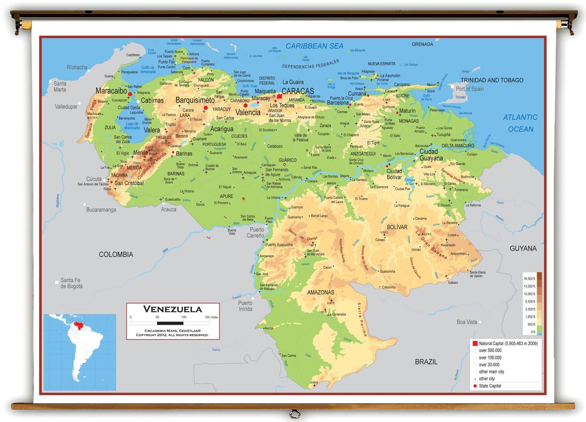 harta e venezuela lartësi