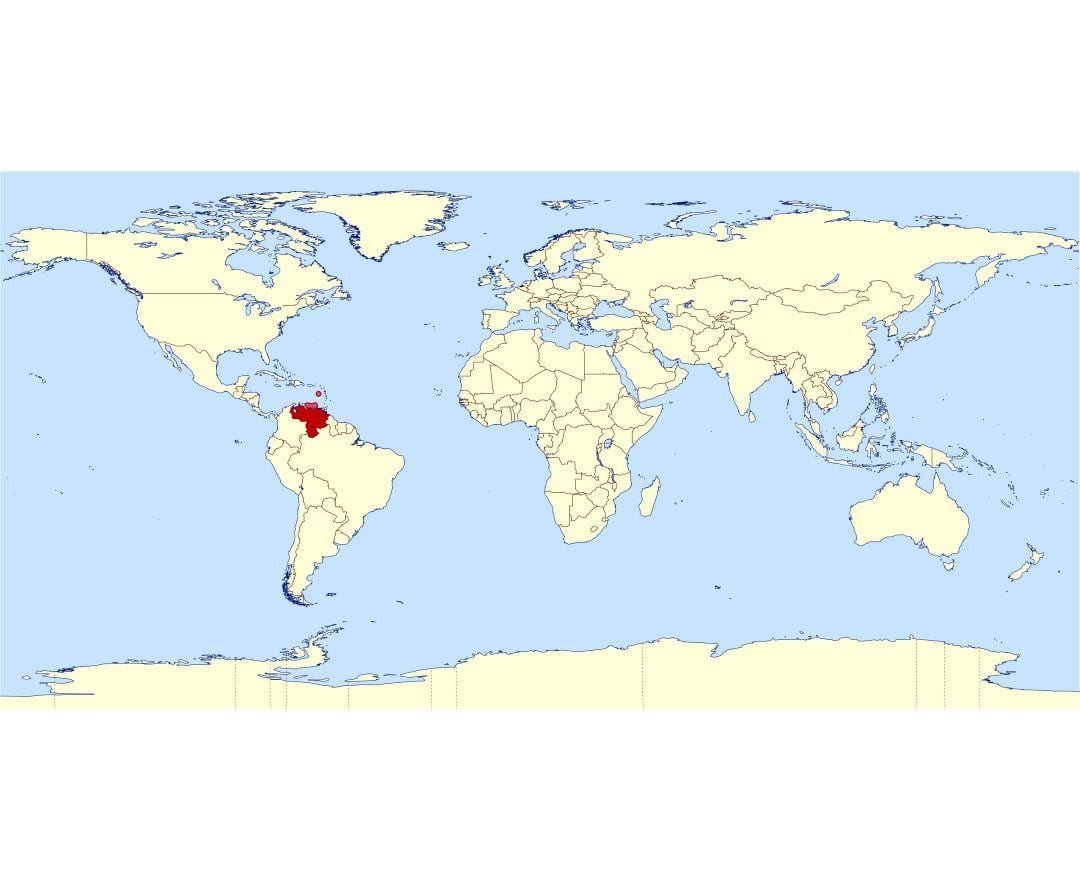venezuela vendndodhjen në hartë të botës
