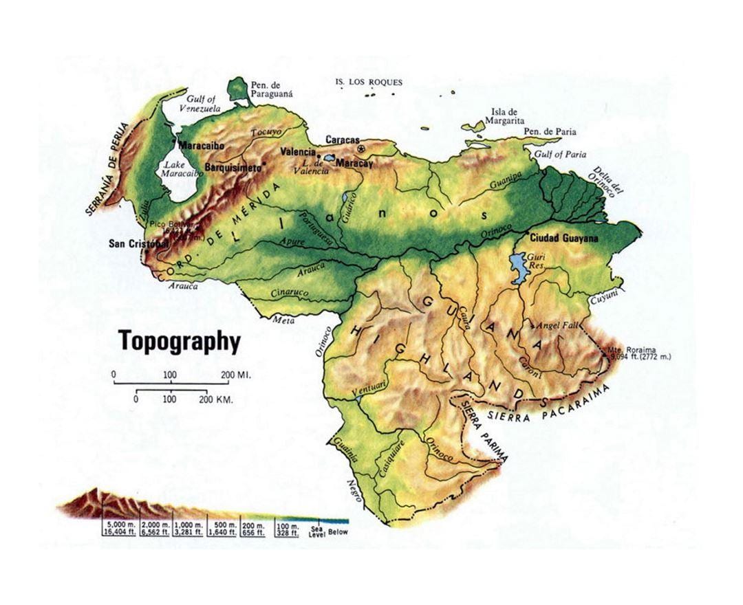 harta e venezuela topografike