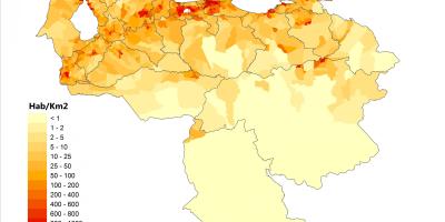 Venezuela dendësia e popullsisë map